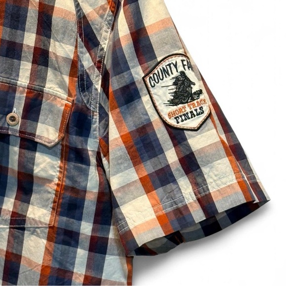 Harley Davidson Motorcycle Men'sPlaid Short Sleeve Button Down XL P-P23”L-30” - Picture 3 of 5